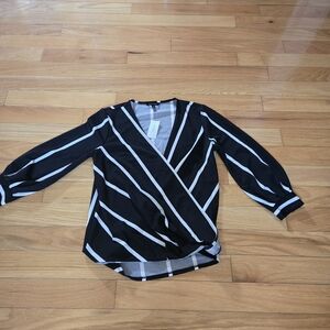 Banana Republic Black and White Wrap Blouse